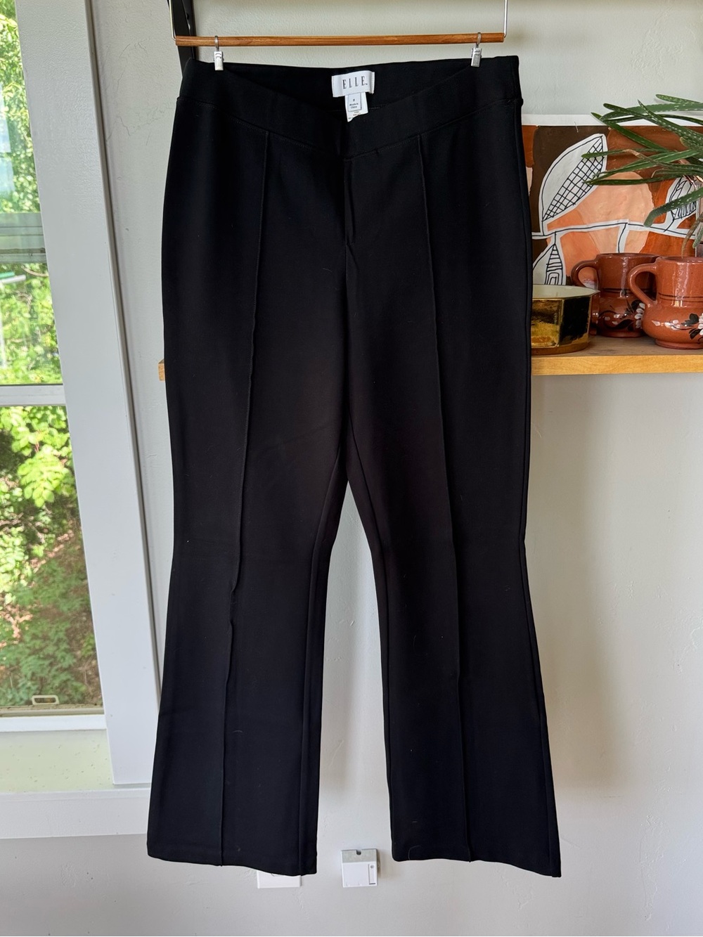 Elle Black Seamed Ponte Stretch Bootcut Dress Pants Size 8